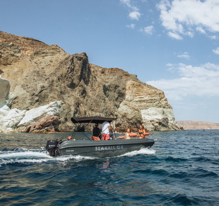White Beach Santorini rent a boat Sea4all