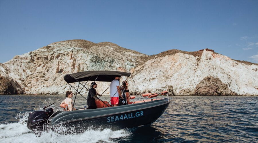 Santorini Boat Rental Full or Half Day without a License Sea4all